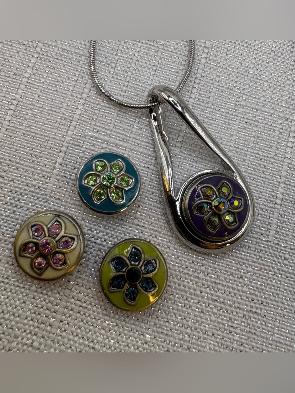 PETITE CHARM - Drop Style Snap Button Necklace with 4 Charms - Ginger Snaps & Co